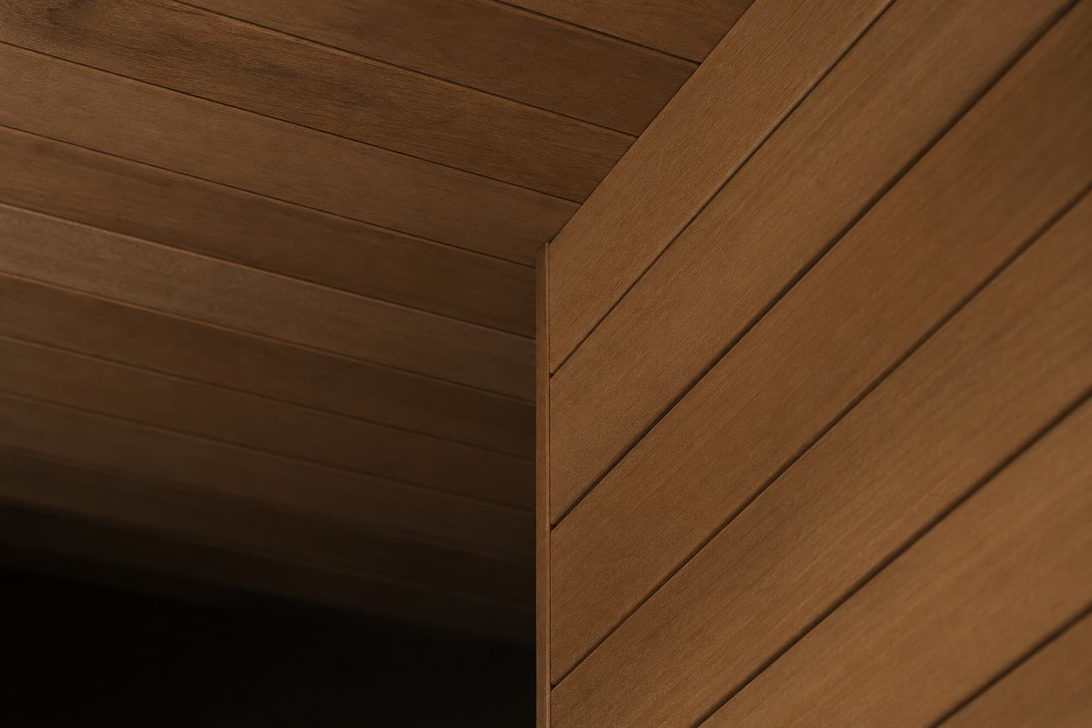 Materialvisualisierung von warmer Thermo-Espe für Saunawände und Decke